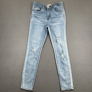 Signature Levi's Jeans Girls 12R Blue Denim High-Rise Super Skinny Distressed